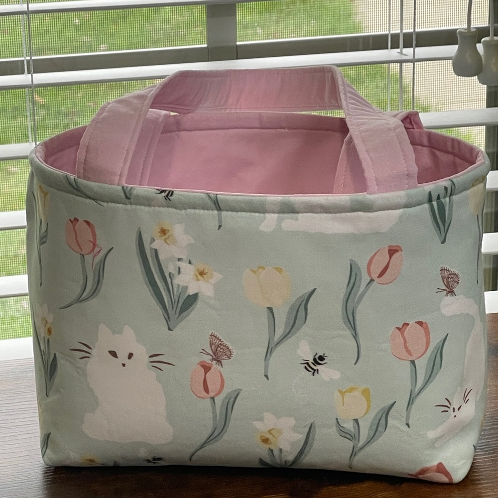 Floral Cat Print Handmade Bag